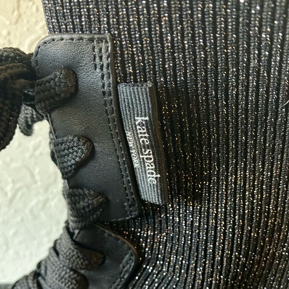 Kate Spade: Merigue Black Glitter Lace-Up Ankle Boots- 8 - Picture 2 of 16